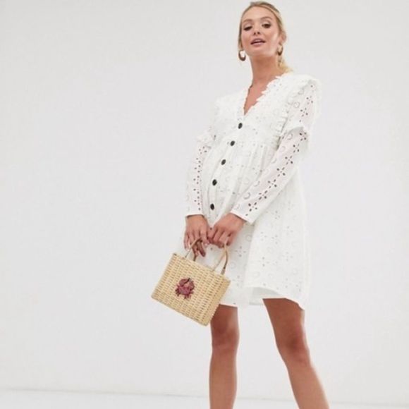 ASOS Dresses Asos Maternity White Eyelet Dress Poshmark